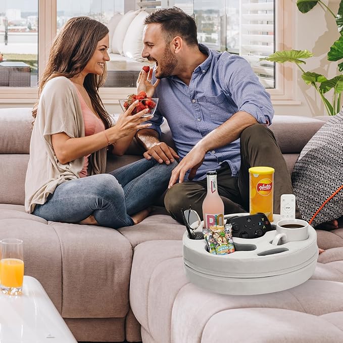 Couch Cup Holder Pillow - Cup Glass Cozy Pillow | Couch Caddy Sofa Bed Buddy Holds Drinks, Snacks, Remote, Phones, Tablet. Keep Drinks Stand and Prevent Spills for Car, Park, Beach, Picnic (Sliver)