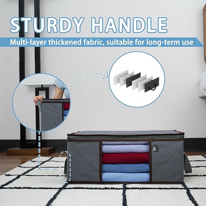 VENO 3 Pack Medium Clothes Blanket Storage Bag, Christmas Ornament Storage Container Bins for Holiday Decor for Comforters Bedding, Foldable with Sturdy Zipper, Handle, Clear Window (9.5 Gallon)