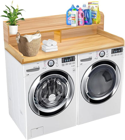 Royxen Laundry Countertop with Storage Universal Fit, Washer and Dryer Countertop with Shelf, Laundry Room Storage, 2-Tier Shelf (Oak)