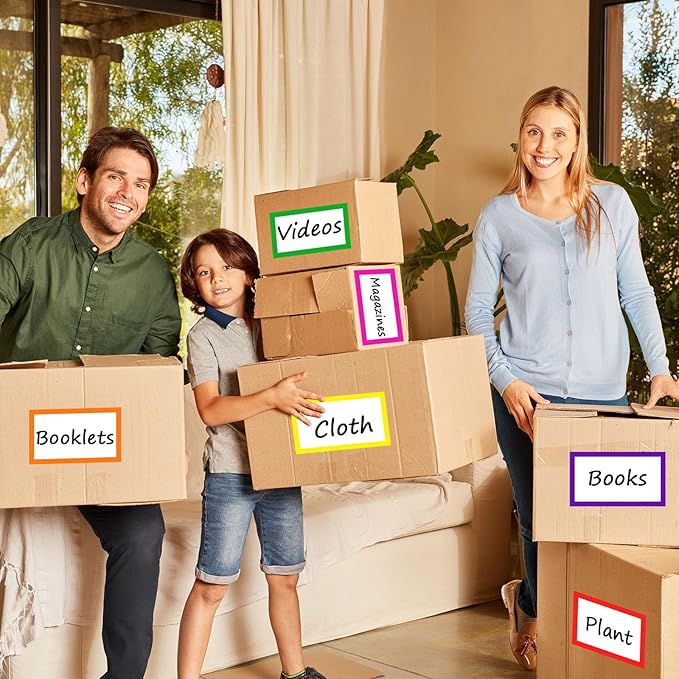 6 x 4 inch Large Moving Labels for Boxes, Blank Moving Boxes Labels Stickers, 160pcs 8 Color Coded Moving Stickers Packing Labels Stickers for Home Organization Projects, Kitchen, Storage Bins