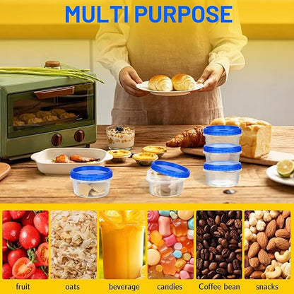 ISUSSER 12 Pack Freezer Containers with Screw On Lids, 8 Oz Stackable Reusable Plastic Storage Container, Airtight Plastic Food Storage Containers with Twist Top Lids for Food Soup Jello Sauce