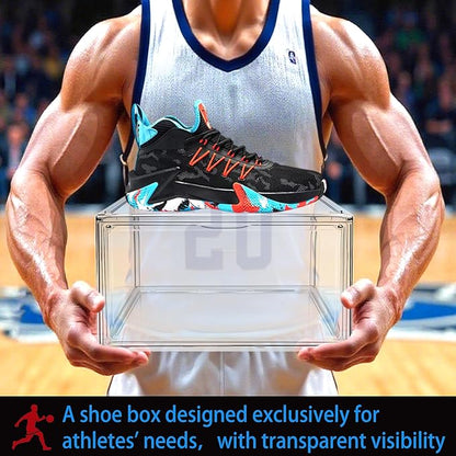 1 Pack Clear Shoe Box, Acrylic Sneaker Display Case Size 12.5, Transparent Storage Box with Magnetic Door, Showcase for Cosmetic, Displays, Action Figures Collectibles, Size 12.5 for Men Women Shoes