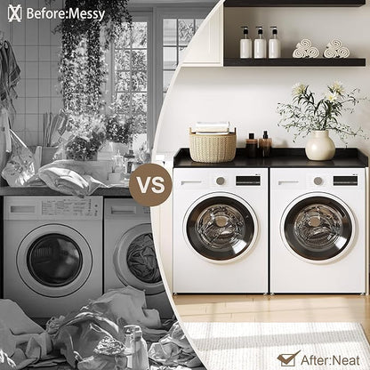 ChooChoo Washer Dryer Countertop, Laundry Room Topper for Folding Clothes and Storage, Over Machine Organizer Table, Black
