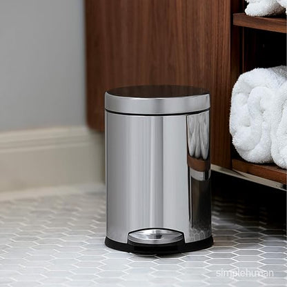 simplehuman 4.5 Liter Bathroom Trash Can, White Steel