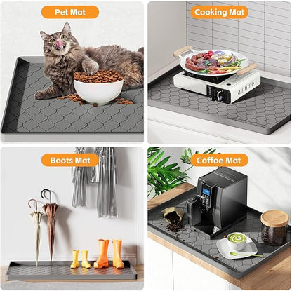 Silicone Under Sink Mat 28" x 22", kitchen Essentials and Gadgets, Shelf liner and Cabinet Protector, Home Organizers and Storage, Waterproof Bathroom Tray