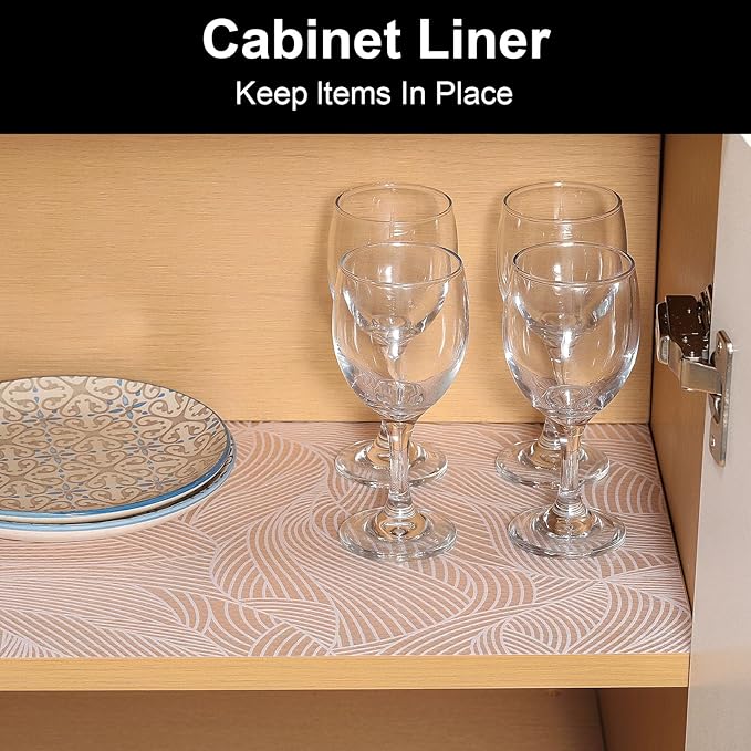 Cooyes Shelf Liner, Non-Adhesive Waterproof Drawer Liner, Durable Easy-to-Cut EVA Shelf Paper for Kitchen Cabinets, Refrigerator, Cupboard, and Dresser （11.8" W x 118" L）