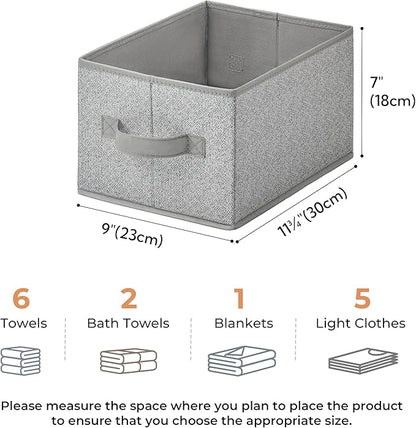 GRANNY SAYS Fabric Storage Bins, Closet Storage Bins for Shelves, Storage Basket with Handles, Collapsible Storage Boxes, Decorative Containers for Living Room Bookshelf, Gray, Medium, 3-Pack