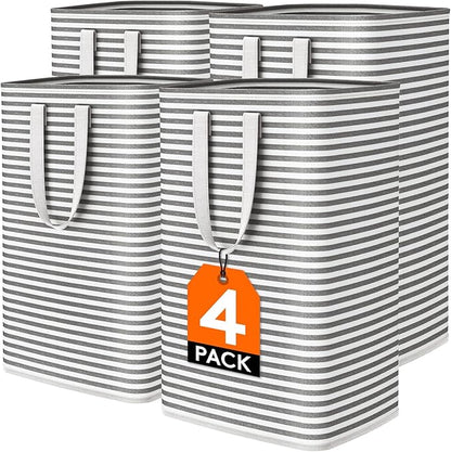 Lifewit 4 Pack Laundry Hamper Large Collapsible Laundry Baskets, Freestanding Waterproof Clothes Hamper with Easy Carry Handles in Laundry Room Bedroom Bathroom College Dorm, Black, 4 x 80L