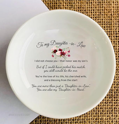 HatafaFurni To My Daughter Ring Dish Gift, Ring Dish For Bride From Mother in law, Women Jewelry Dish, Daughter Birthday Gift, Daughter In Law Gifts, Son Trinket Tray for Men (Custom Daughter in law)