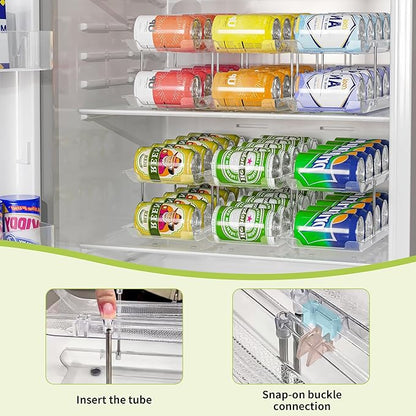 Can Organizer for Pantry Soda Can Organizer Automatic Rolling Food Pantry Storage Rack Can Dispenser for Fridge Holds 72 Cans, Fits 5.8-Inch Soda and Can, Set of 18