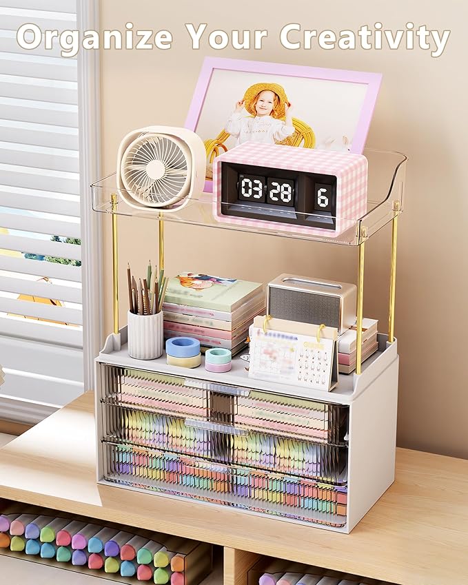 Anylady Bathroom Organizers and Storage, Makeup Organizer (Sturdy Durable Attractive), Ideal for Vanity, Countertop, Counter, Perfume, Skincare, Cabinet, Cosmetic, Dresser Organizer (White)