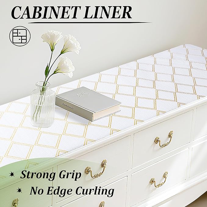 Drawer Liners for Kitchen Cabinets Non Slip Shelf Liner 15 Inch X 20 Ft Waterproof Cabinet Liner Non Adhesive Shelf Paper for Kitchen Bathroom Closet Refrigerator Cupboard Pantry Dress