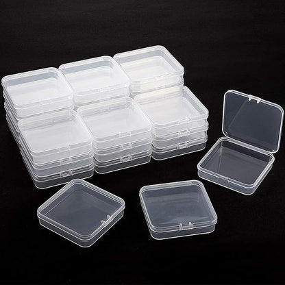 SATINIOR 24 Packs Small Clear Plastic Beads Storage Containers Box with Hinged Lid for Storage of Small Items, Crafts, Jewelry, Hardware (2.76 x 2.76 x 0.67 Inches)