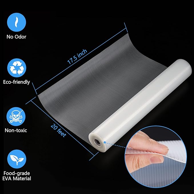 Shelf Liner Non Slip Cabinet Liners Non Slip Waterproof Food-grade EVA Material Kitchen Liners for Cabinets and Drawers,Kitchen Cabinet Liners for Shelves and Bathroom(17.5 inches x 20 Feet x 2 Rolls)