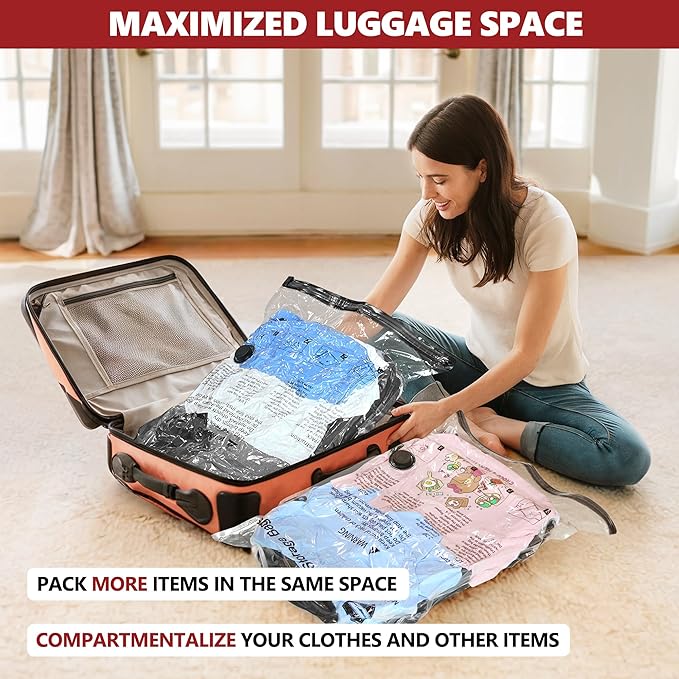 18 Pack Travel Vacuum Storage Bags with Portable Electric Pump, Compression Packing Seal Space Saver Cubes for Clothing Clothes Suitcase Luggage Organizer