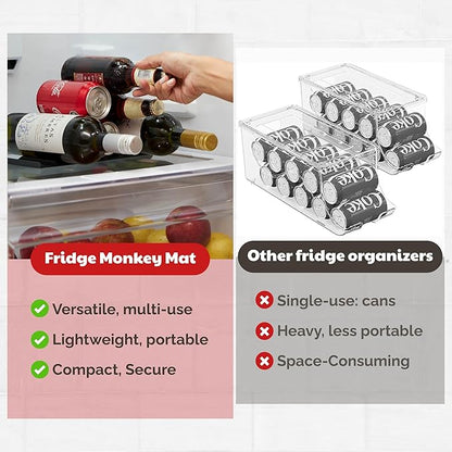 Cooks Innovations Drink Organizer for Fridge, Soda Can Refrigerator Organizers and Storage, Beer-Wine-Water Bottle Holder, Fridge Monkey - Durable Non-Slip&Roll