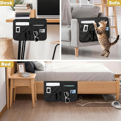 Gloserin Remote Control Holder for Recliner,Armchair Caddy,Non Slip Sofa Armrest Storage Organizer for Recliner Couch with 6 Pockets for TV Remote,Cell Phone,Magazine (Black)