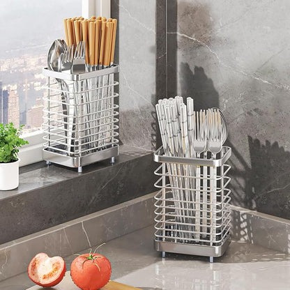 MAXCOOK Kitchen Utensil Drying Rack,304 Stainless Steel Chopsticks Spoon Fork Knife Drainer Basket Flatware Storage Drainer, Dish Drainer for Kitchen Counter