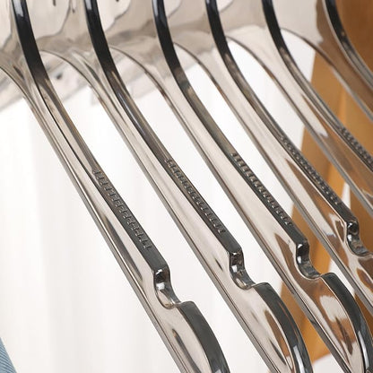 ShgHzz Clear Hangers 10 Pack, Crystal Clear Luxury Non-Slip Hangers for Suits, Coats, Dresses, Heavy Duty Thin Design Saves Closet Space Smoky Gray