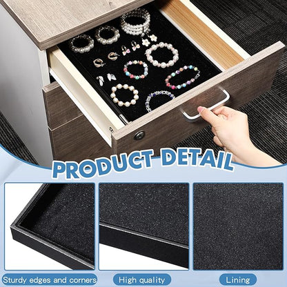 Quelay Velvet Stackable Jewelry Tray Showcase Display, Jewelry Organizer Tray Bracelet Ring Earring Necklace Organizer Empty Plate for Drawers Countertop (Black,20 Pcs)