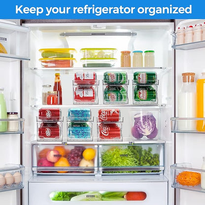 BingoHive Rolling Soda Can Organizer for Refrigerator Can Dispenser for Beer Soda Seltzer Pop Can Soda Organizer for 10 Standard Size 11.15oz or 12oz Cans Holder Storage Pantry Organization