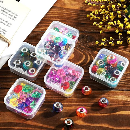 SATINIOR 24 Packs Small Clear Plastic Beads Storage Containers Box with Hinged Lid for Storage of Small Items, Crafts, Jewelry, Hardware(1.7 x 1.7 x 0.8 Inches)