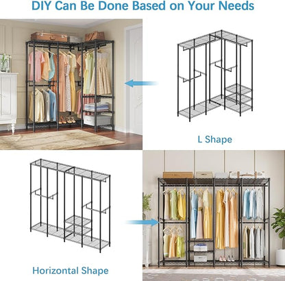 VIPEK V40 Wire Garment Rack Heavy Duty Clothes Rack for Hanging Clothes, Multi-Functional Bedroom Clothing Rack Freestanding Closet Wardrobe Rack, Max Load 1110lbs, Black