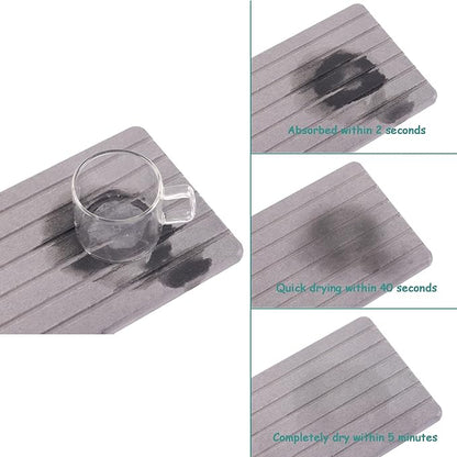 2 PCS Water Absorbent diatomite Coasters, 8.3" x 4" Water Absorbing Stone Tray for Sink, Stone Drying mat for Kitchen Counter, Stone soap Tray Used for Hand Soaps & toiletries & Plants