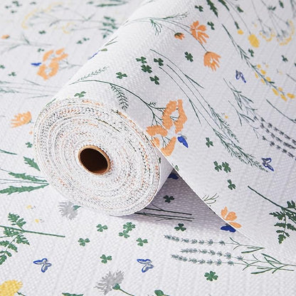 Beautysaid Shelf and Drawer Liner for Kitchen Cabinet, Non Adhesive Non Slip Shelf Paper Waterproof Washable Thickened for Dresser Pantry Shelve Bathroom Protector Liner(Floral,23.6 in x 10 FT)