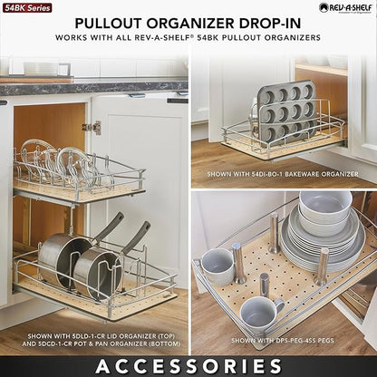 Rev-A-Shelf Pull Out Kitchen Cabinet Storage Organizer with Solid Bottom and Undermount Soft-Close Full Extension Slides, 54BK-21SC-1