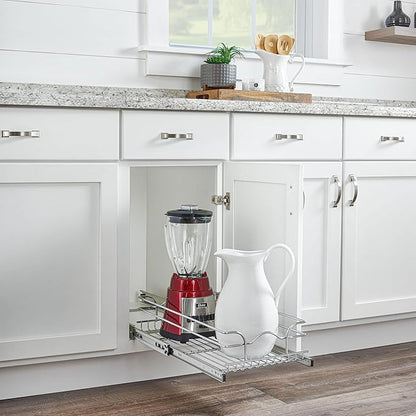 Rev-A-Shelf Pullout Kitchen Cabinet Drawer and Rolling Organizer Cabinet Pantry Storage Basket in Multiple Sizes, 12 x 22 in, 5WB1-1220CR-1