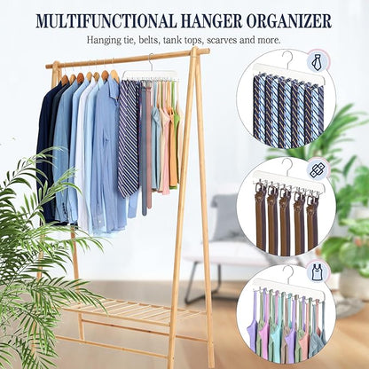 Tie Rack Belt Hanger for Closet Fitnice Upgraded Non Slip Tie Hanger Space Saving with 20 Foldable Hooks Wooden Belt Tie Organizer for Tank Tops Bras Cami Scarves