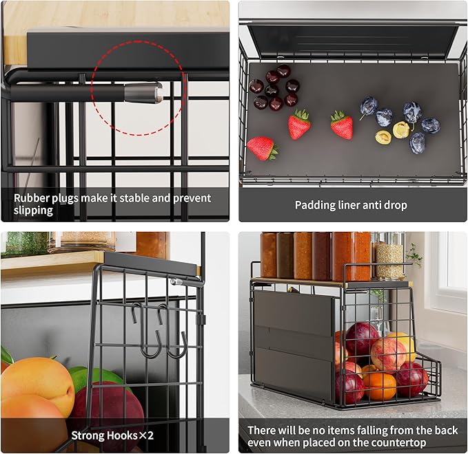 TIDIIABODE Magnetic Shelf for Fridge, Large Container Magnetic Spice Rack for Refrigerator, Fruit Potato and Onion Storage Bins, Magnetic Basket with Wood Lid, Kitchen Counter, Cabinet
