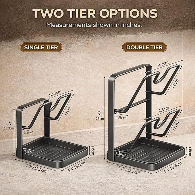 Kitchen Pot Lid Storage Rack - Carbon Steel, Multifunctional Kitchen Pot Lid Holder While Cooking, Rust-Resistant Pot Lid Organizer Rack for Counter, Pans Lids, Prevent Messes, Space-Saving (StyleA)