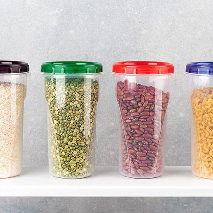 PLASTICPRO [48 oz 8 Pack] Twist Top Deli Containers Clear bottom With blue Top Twist on Lids Reusable, Stackable, Food Storage Freezer Container Pack of 8
