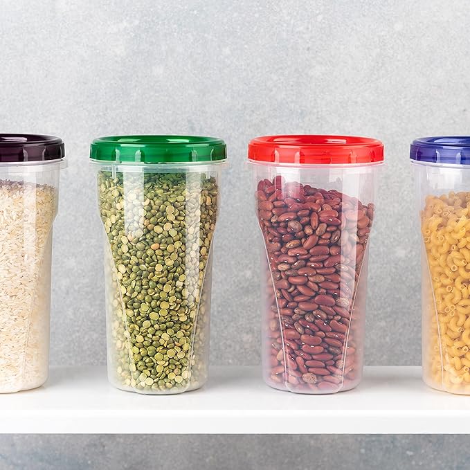 PLASTICPRO 48 Ounce Twist Top Deli Containers Clear bottom With Green Top Twist on Lids Reusable, Stackable, Food Storage Freezer Container Pack of 4
