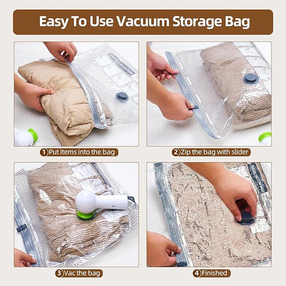 VACKFOX Travel Vacuum Storage Bags,6 Pack Carry-On Size Compression Packing Bags for Luggage and Suitcase, Space Saver for Clothes and Clothing Travel 80% Space Saver.