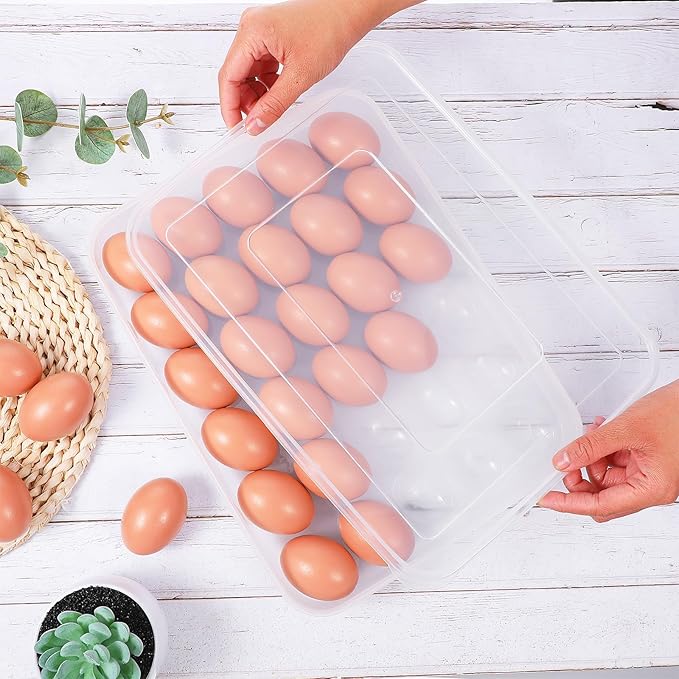 3 Pack Deviled Egg Containers with Lid - Stackable Egg Trays for Deviled Eggs, 90 Slots Plastic Eggs Holder for Refrigerator, Party, Travel (13.58 x 10.23 x 1.96 inches, Clear, BPA-Free)