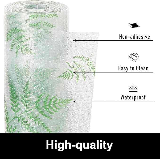 Cooyes Shelf Liner Drawer Liners, Shelf Liners for Kitchen Cabinets, Non-Adhesive Cabinet Liner, EVA Waterproof Non-Slip Refrigerator Liners for Kitchen Drawers（23.6" W x 118" L）