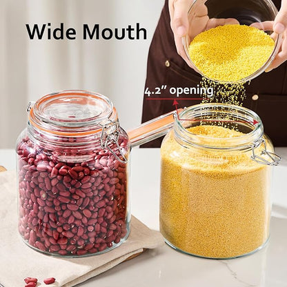 0.6 Gallon Glass Storage Jar with Lid, Wide Mouth Glass Canister for Storing Food in Pantry and Fermenting, Set of 2