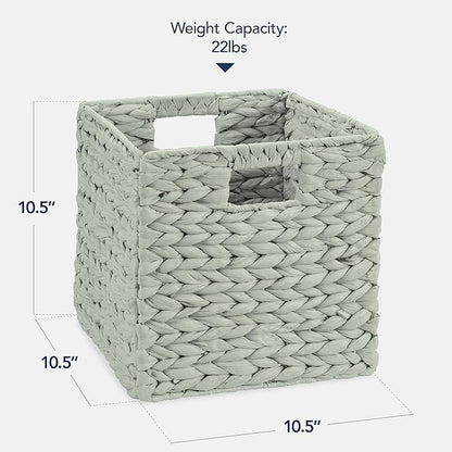 Best Choice Products 10.5x10.5in Pack of 5 Cube Storage Baskets, Water Hyacinth Multipurpose Collapsible Organizers, Handwoven Toy Storage Totes for Kids Room, Nursery & Living Room - Sage