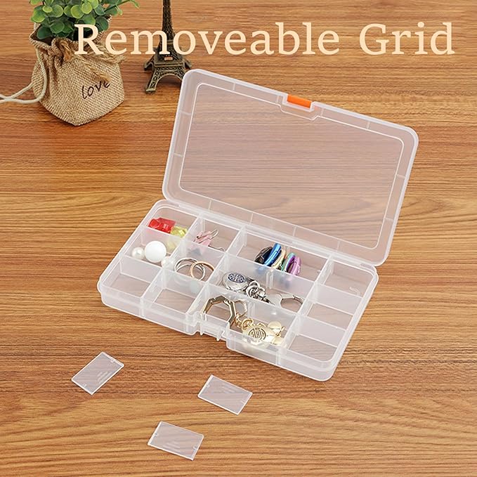 4PACK Extra Thick Bead Organizers, Mini Clear Plastic Storage Box Craft Containers for Nail jewelry rhinestones DIY Supply Case