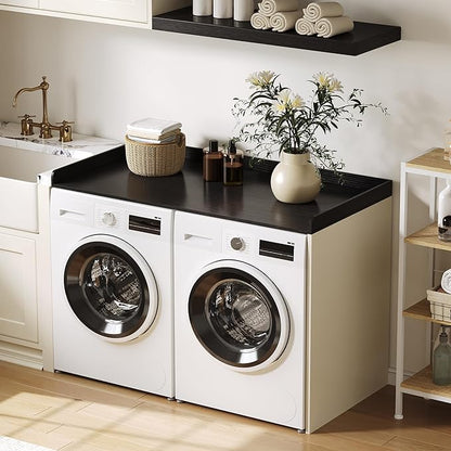 ChooChoo Washer Dryer Countertop, Laundry Room Topper for Folding Clothes and Storage, Over Machine Organizer Table, Black