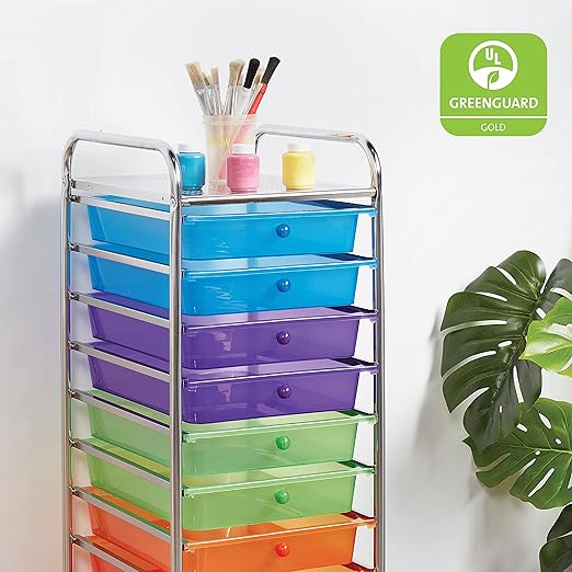 ECR4Kids 10-Drawer Value Mobile Oraganizer, Storage Cart, Assorted