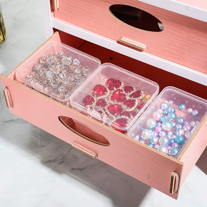 Jetec 18 Pieces Mini Plastic Clear Beads Storage Containers Box for Collecting Small Items, Beads, Jewelry, Business Cards, Game Pieces, Crafts (2.13 x 2.13 x 0.79 Inch)