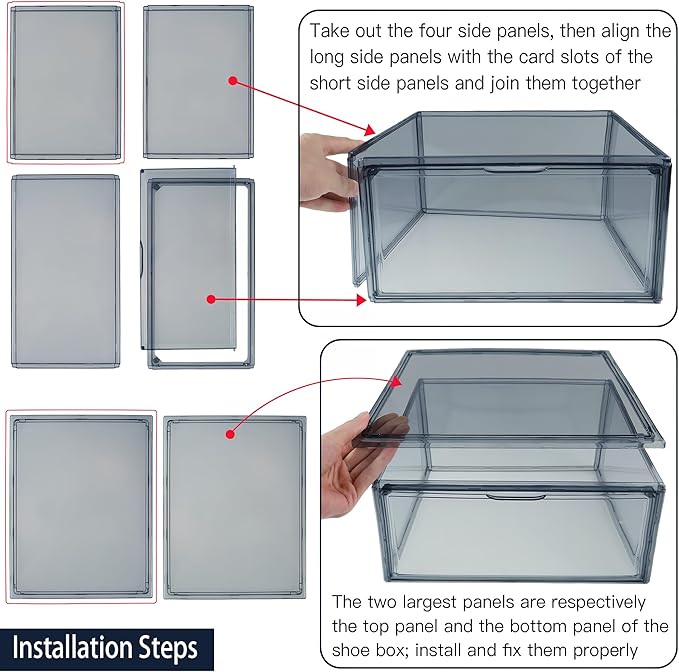 3BBYJL 12 Pack Shoe Boxes Size 13 Acrylic Shoe Organizer Clear Storage Box Plastic Stackable Sneaker Display Case with Magnetic Lids