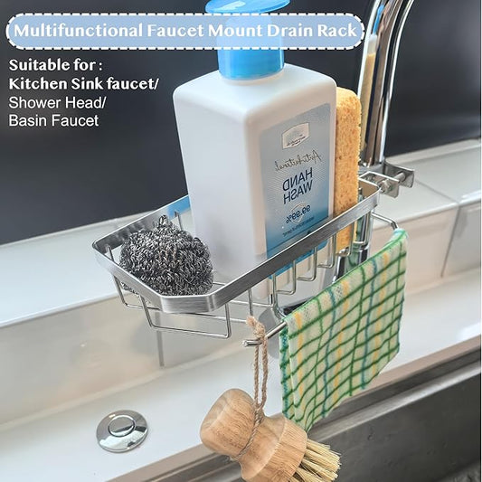 OSOVGO Sink Sponge Holder, Soap Holder Shower, Sink Drying Rack, Soap Container, Bathroom Organizers, Sponge Caddy, Kitchen Organization and Storage, Kitchen Rack, Bathtub Organizer (ROUND LEFT)
