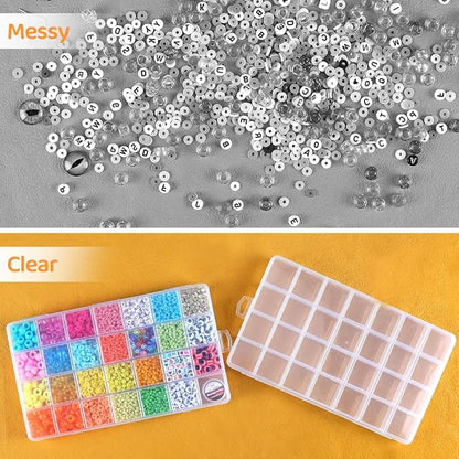 Eppingwin 28 Grids Bead Organizer, Craft Organizers and Storage, Acrylic Organizers, plastic Bead Organizer Box for Crafts Organizing Storing (2 Pack)