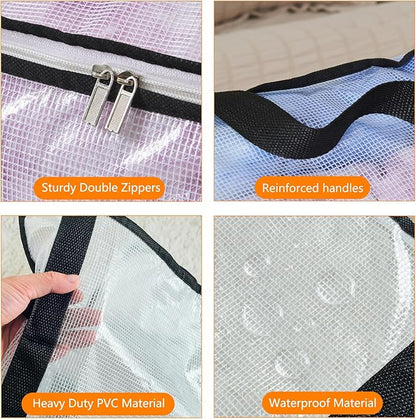 MKOKYD 40L Clear Storage Bags for Blanket, Clothes, Comforter, Bedding, Sheet, Pillow - Closet Organizers and Storage Containers, Under Bed Storage Bag with Zipper (Black, 6 Pack)