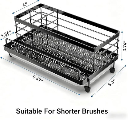 Cisily Large Black Sponge Holder for Kitchen, Sink Caddy Sink Organizer Rack for Kitchen Accessories with Drip Tray, Rustproof and Non-slip, Soap Dispenser Countertop Organizer Essentials for New Home